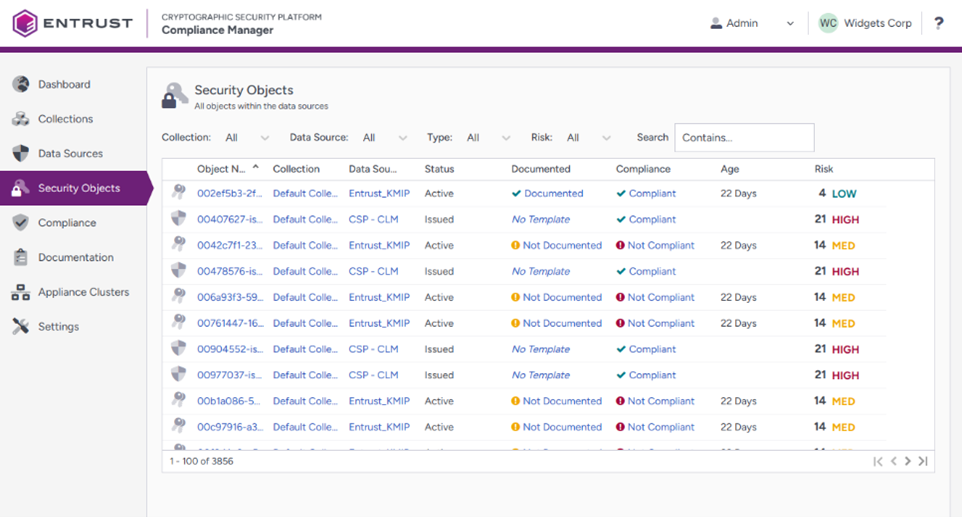 CSP_Security Objects（暗号鍵や証明書など）の詳細表示例